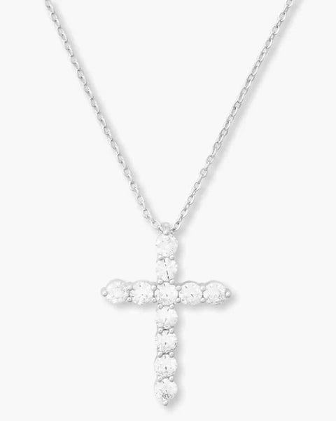 "Oh She Fancy" Cross Pendant Silver|White Diamondettes