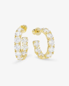 "Oh She Fancy" Hoops 1" Gold|White Diamondettes