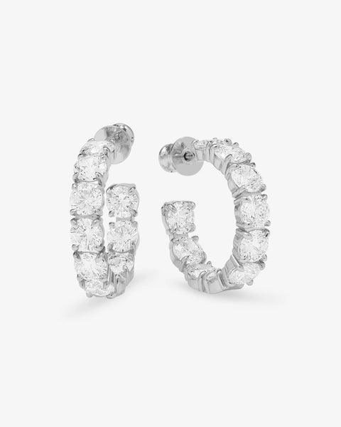 "Oh She Fancy" Hoops 1" Silver|White Diamondettes