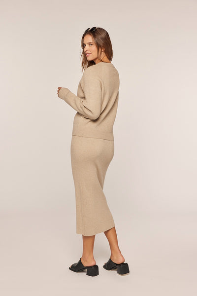 Ribbed Button Sweater Skirt Set