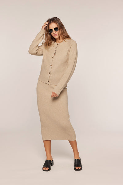 Ribbed Button Sweater Skirt Set