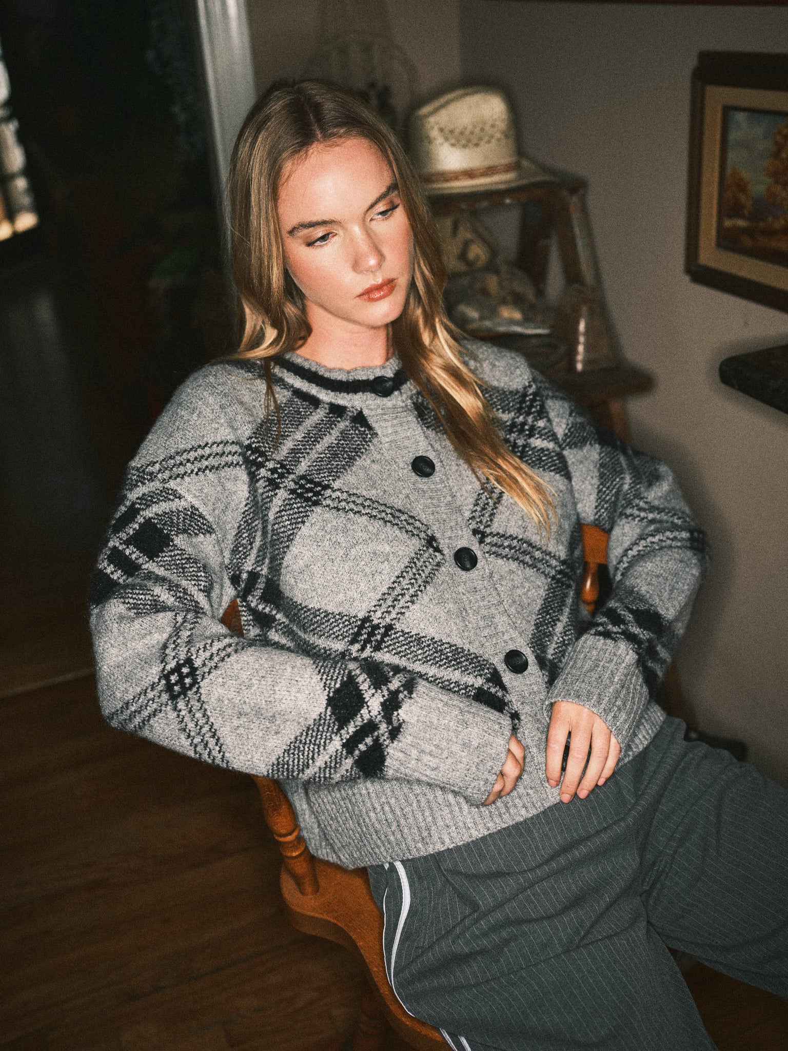 Warm Plaid Pullover Cardigan