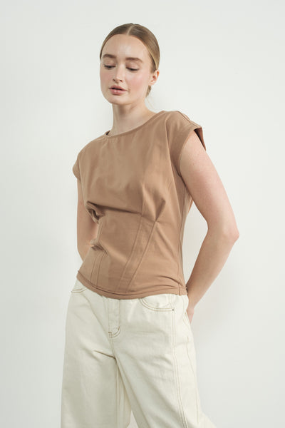 Pleated Detail Drop Shoulder Top