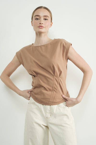 Pleated Detail Drop Shoulder Top