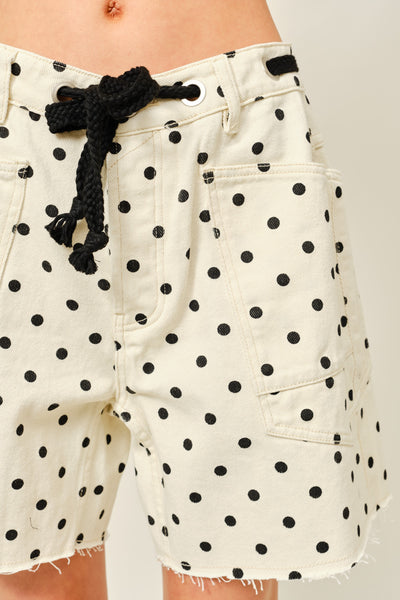 Cotton Polka Dot Barrel Shorts With Waist Belt - Lulu Bella Boutique