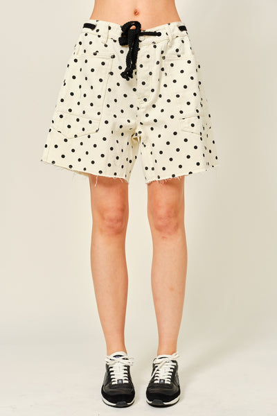 Cotton Polka Dot Barrel Shorts With Waist Belt - Lulu Bella Boutique