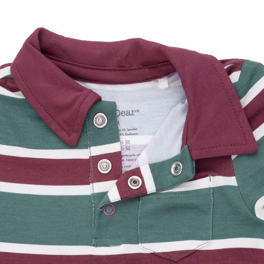Rugby Stripe Green  Polo Romper