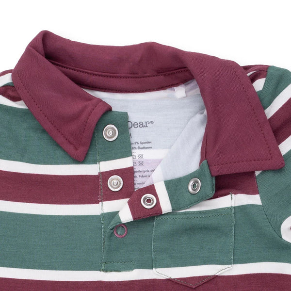 Rugby Stripe Green  Polo Romper