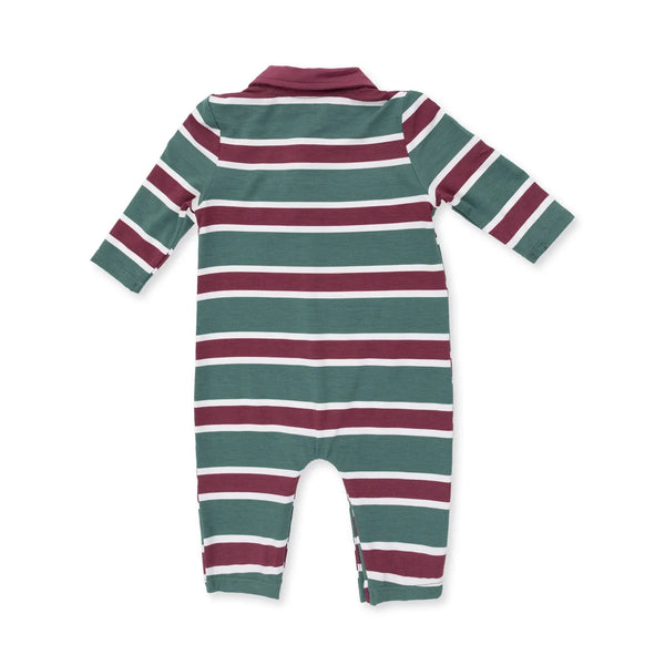 Rugby Stripe Green  Polo Romper