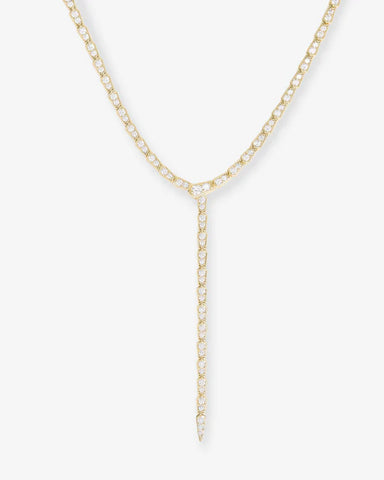 Pavé Serpent Lariat Necklace Gold|White Diamondettes - Lulu Bella Boutique