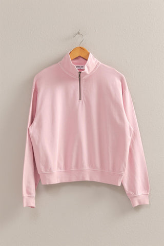 Half Zip Long Sleeve Sweatshirt - Lulu Bella Boutique