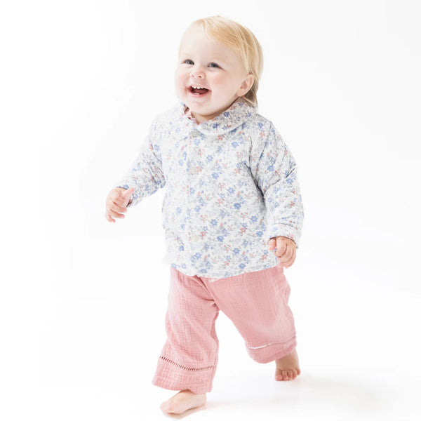 Country Girl Floral Quilted Jacket with Peter Pan Collar