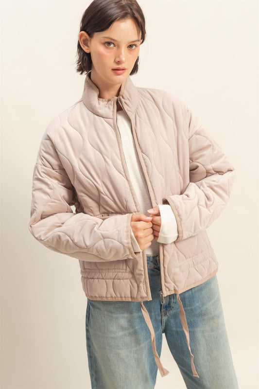 Quilted Jacket With Drawstring Hem