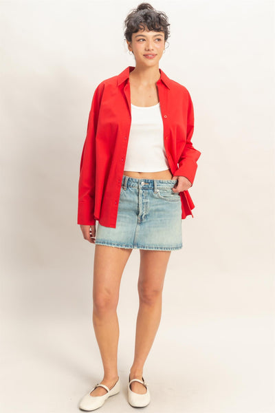 Button Down Poplin Shirt - Lulu Bella Boutique