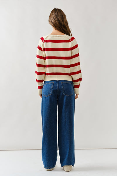Stripe Raglan Sweater Cardigan