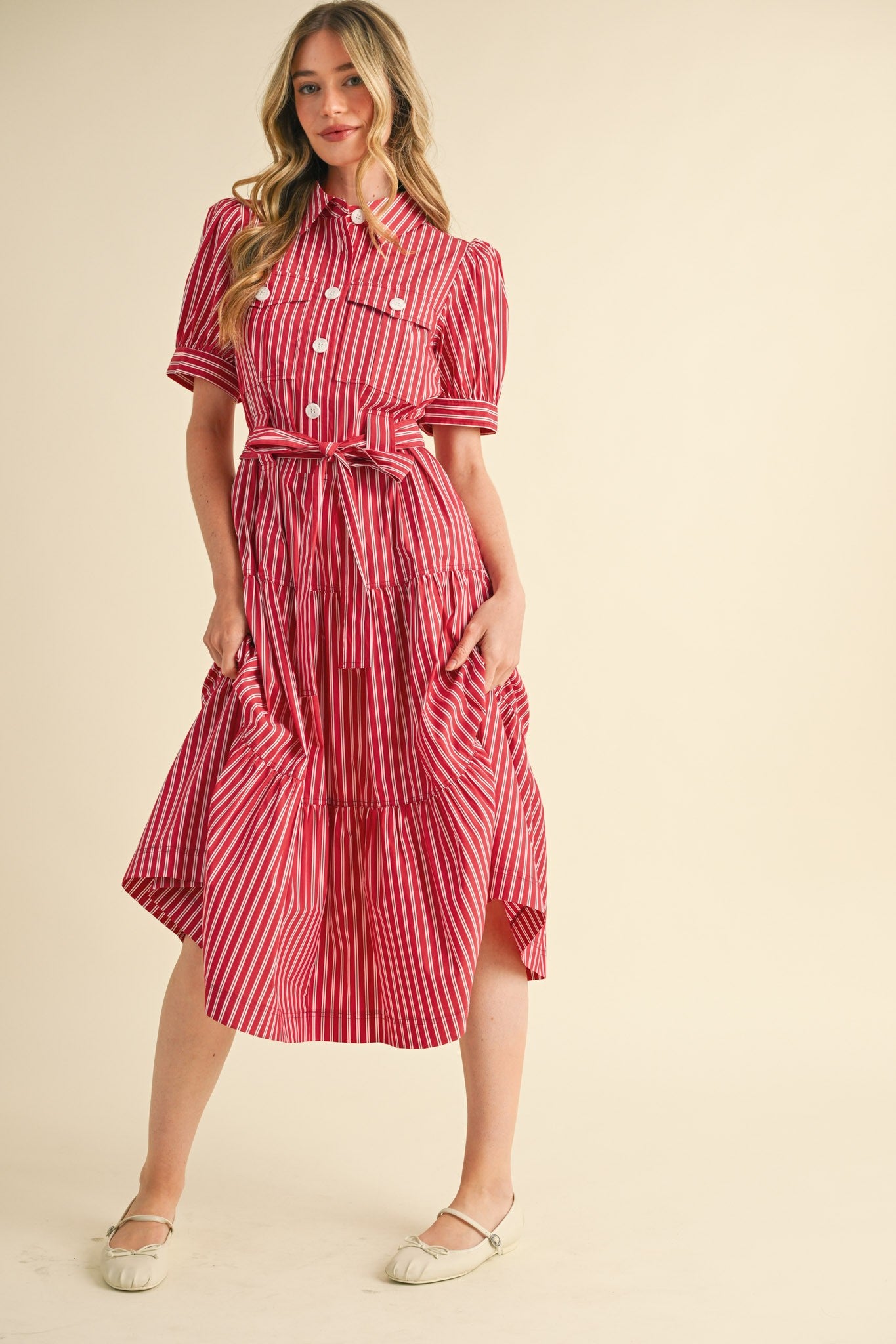 Collared Stripe Button Down Dress