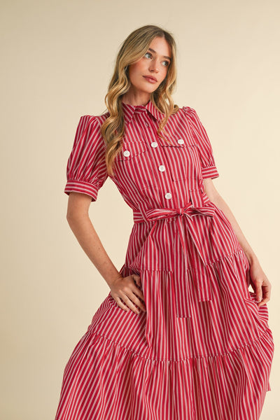 Collared Stripe Button Down Dress