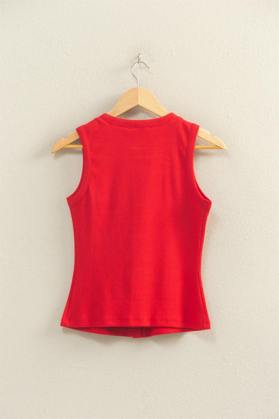 Ribbed Button Front Tank Top - Lulu Bella Boutique