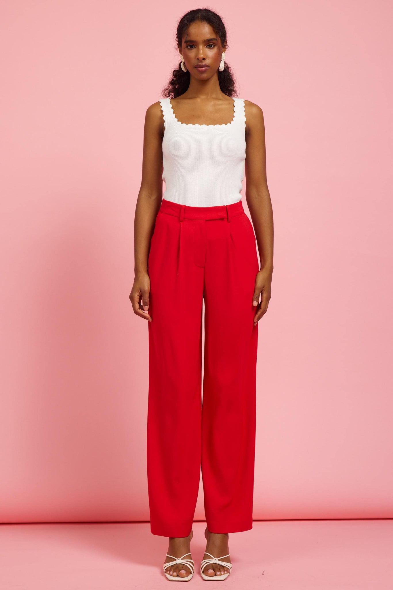 Pintuck Wide Leg Trouser