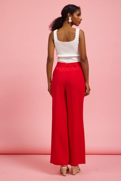 Pintuck Wide Leg Trouser