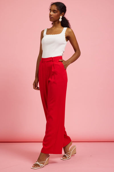 Pintuck Wide Leg Trouser