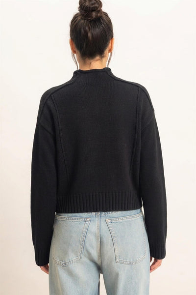 Roll Neck Sweater With Reversed Seam