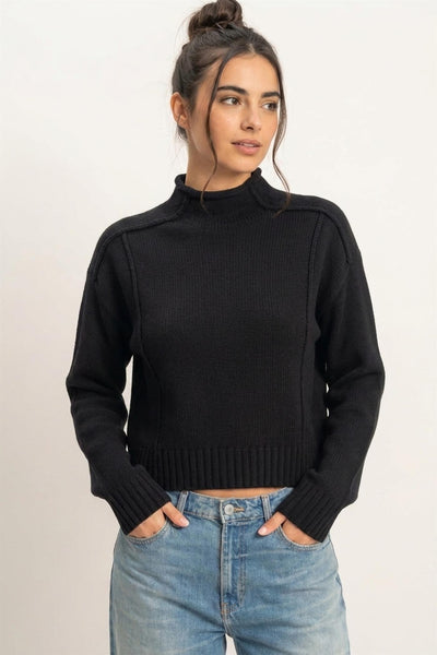 Roll Neck Sweater With Reversed Seam