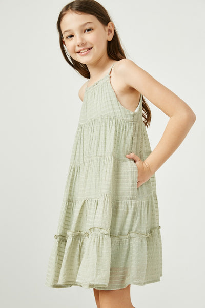 Girls Texture Stripe Tiered Halter Mini Dress - Lulu Bella Boutique