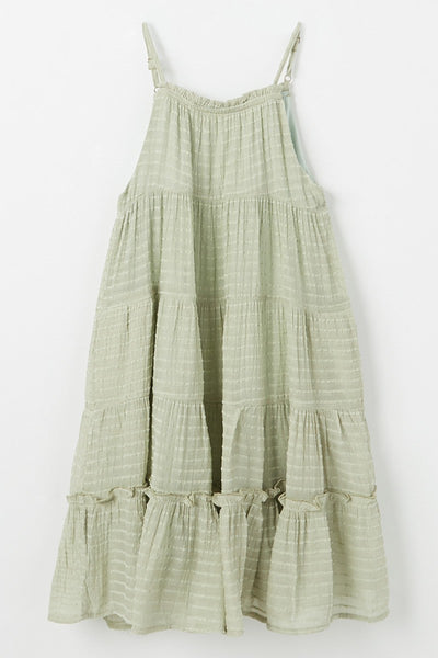 Girls Texture Stripe Tiered Halter Mini Dress - Lulu Bella Boutique