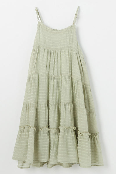 Girls Texture Stripe Tiered Halter Mini Dress - Lulu Bella Boutique