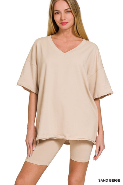 V-Neck Biker Short Set - Lulu Bella Boutique