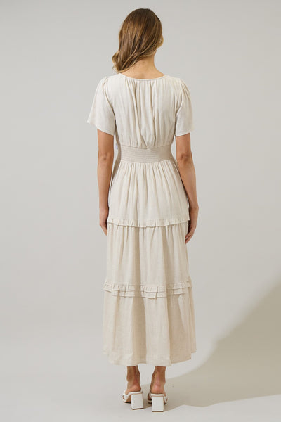 Sandy Shore Poplin Tiered Maxi Dress