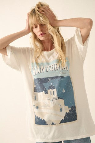 Santorini Travel Poster Tee - Lulu Bella Boutique