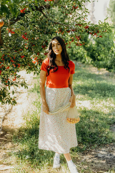 Short Sleeve Scoop Tee in Racing Red - Lulu Bella Boutique