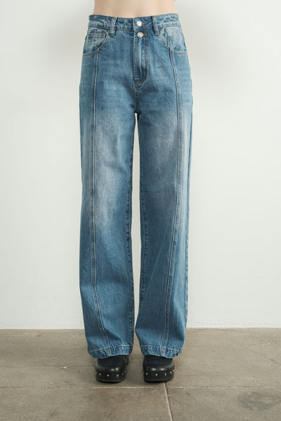 Seam Detail High Waist Wide Leg Jeans - Lulu Bella Boutique
