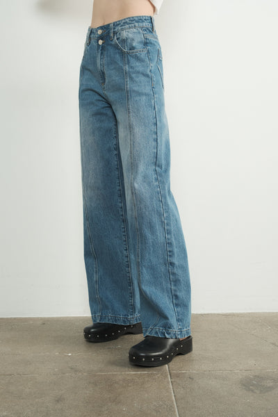 Seam Detail High Waist Wide Leg Jeans - Lulu Bella Boutique