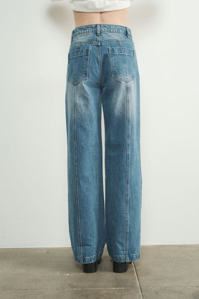 Seam Detail High Waist Wide Leg Jeans - Lulu Bella Boutique