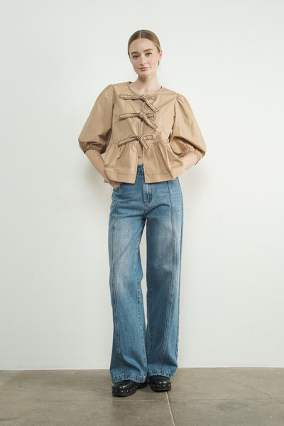 Seam Detail High Waist Wide Leg Jeans - Lulu Bella Boutique
