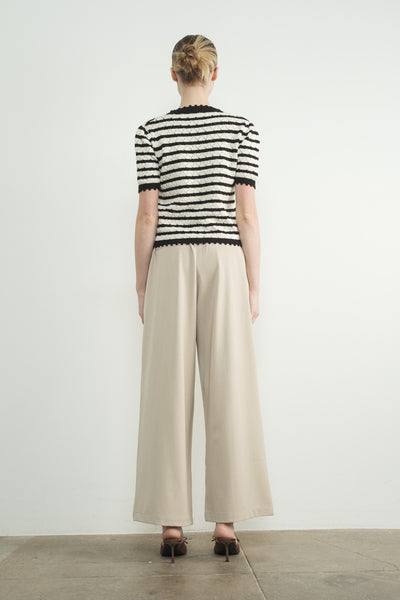 Wide Leg Pants With Self Belt - Lulu Bella Boutique