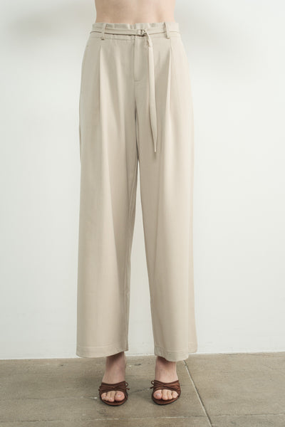 Wide Leg Pants With Self Belt - Lulu Bella Boutique