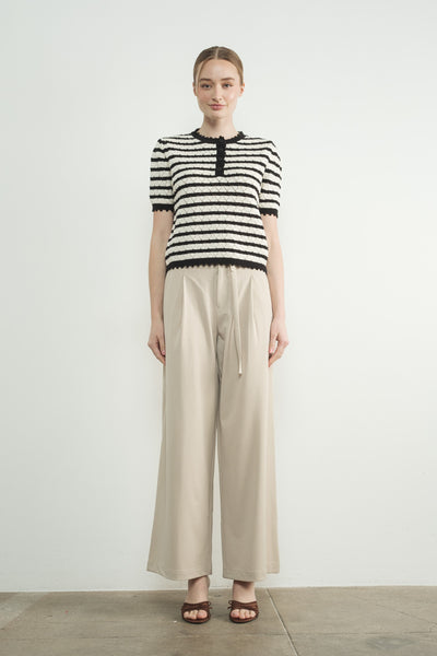 Wide Leg Pants With Self Belt - Lulu Bella Boutique