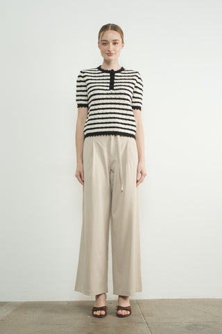 Wide Leg Pants With Self Belt - Lulu Bella Boutique