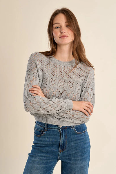 Knitted Sweater In Silver - Lulu Bella Boutique