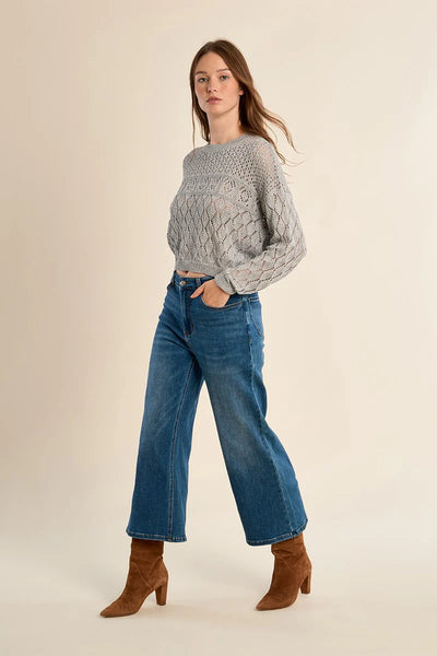 Knitted Sweater In Silver - Lulu Bella Boutique