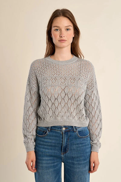 Knitted Sweater In Silver - Lulu Bella Boutique