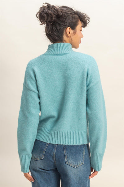 High Neck Drop Shoulder Sweater
