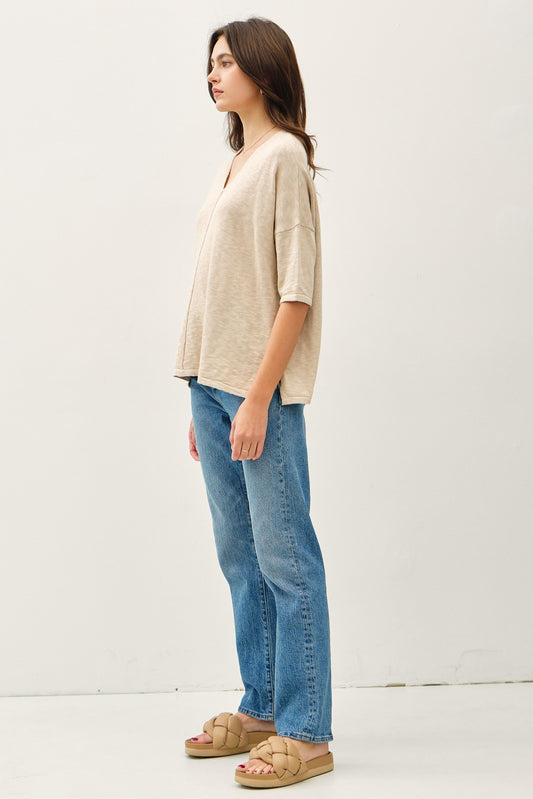 Cotton Slub V-neck Tee