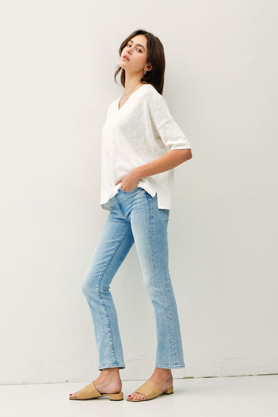 Cotton Slub V-neck Tee - Lulu Bella Boutique