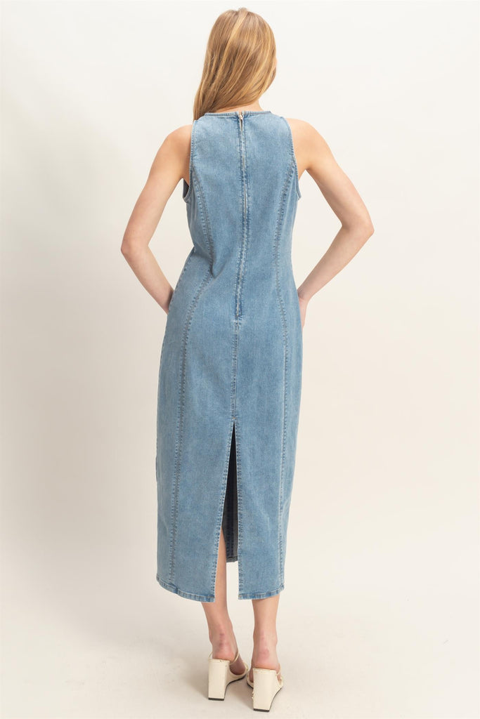 Sleeveless Denim Midi Dress Lt Denim / M Sleeveless Denim Midi Dress Lt Denim / M