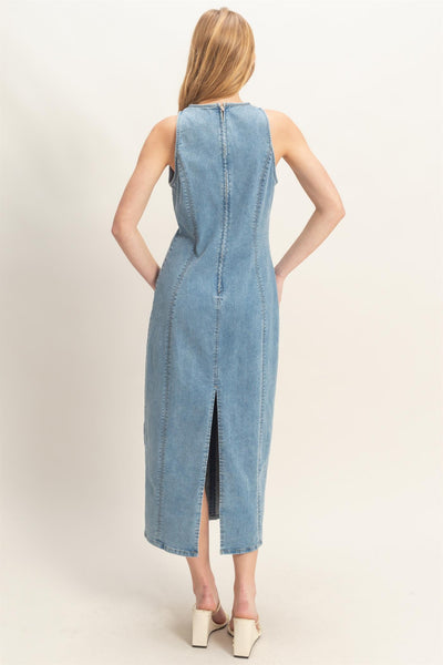 Sleeveless Denim Midi Dress - Lulu Bella Boutique